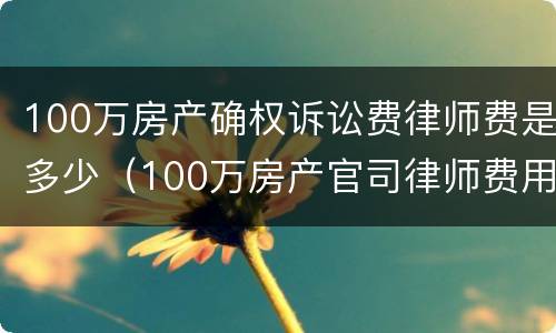100万房产确权诉讼费律师费是多少（100万房产官司律师费用收取标准）