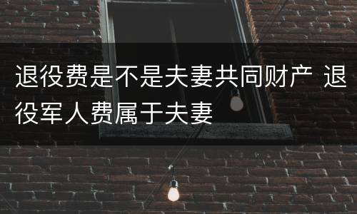 退役费是不是夫妻共同财产 退役军人费属于夫妻