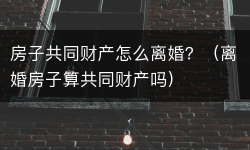房子共同财产怎么离婚？（离婚房子算共同财产吗）