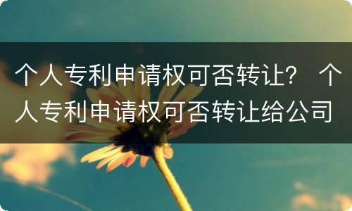 个人专利申请权可否转让？ 个人专利申请权可否转让给公司