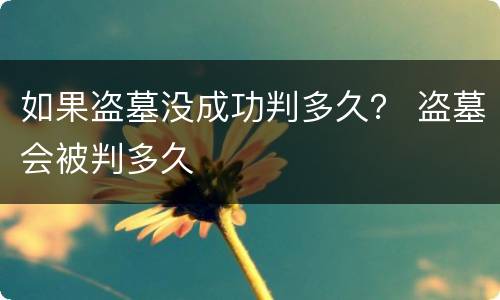 如果盗墓没成功判多久？ 盗墓会被判多久