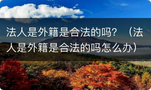 法人是外籍是合法的吗？（法人是外籍是合法的吗怎么办）
