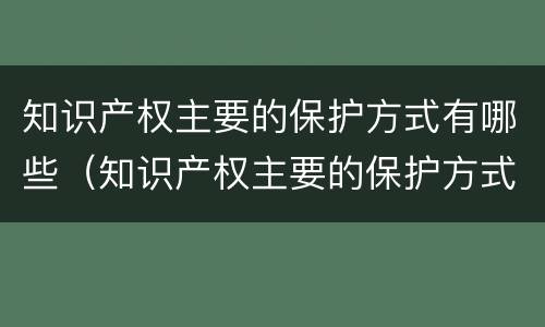 知识产权主要的保护方式有哪些（知识产权主要的保护方式有哪些呢）