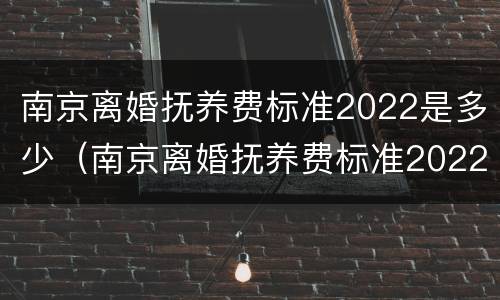 南京离婚抚养费标准2022是多少（南京离婚抚养费标准2022是多少呢）