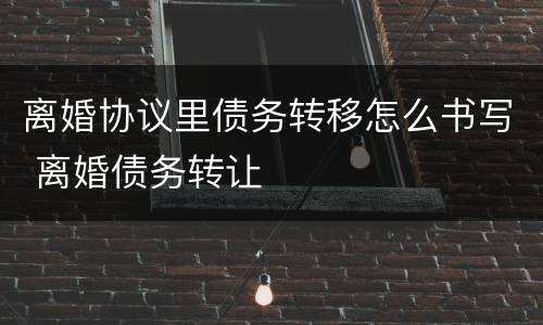 离婚协议里债务转移怎么书写 离婚债务转让