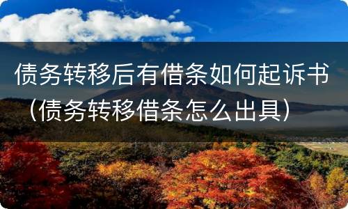 债务转移后有借条如何起诉书（债务转移借条怎么出具）