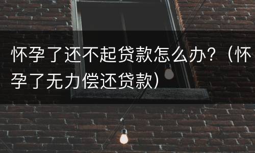 怀孕了还不起贷款怎么办?（怀孕了无力偿还贷款）