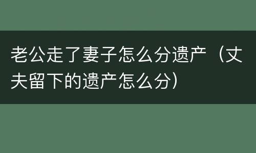 老公走了妻子怎么分遗产（丈夫留下的遗产怎么分）