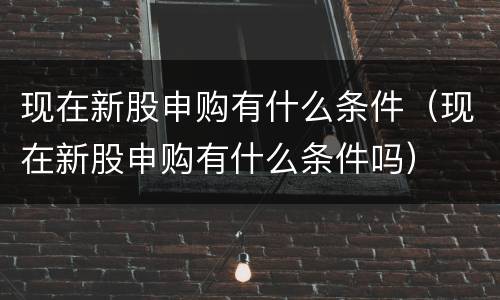 现在新股申购有什么条件（现在新股申购有什么条件吗）