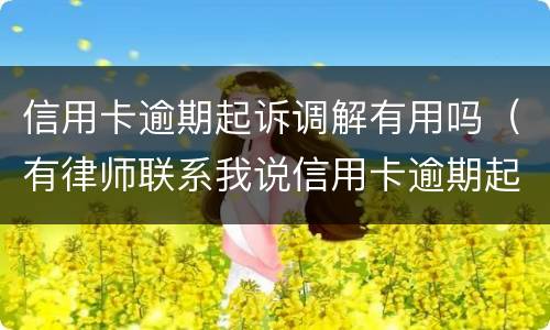 信用卡逾期起诉调解有用吗（有律师联系我说信用卡逾期起诉了）