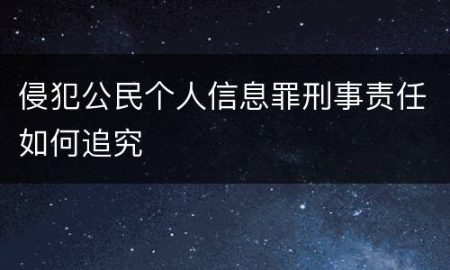 侵犯公民个人信息罪刑事责任如何追究