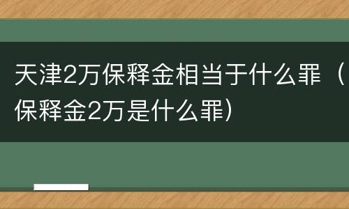 天津2万保释金相当于什么罪（保释金2万是什么罪）