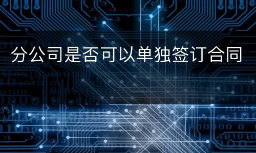 分公司是否可以单独签订合同