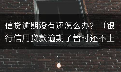 信贷逾期没有还怎么办？（银行信用贷款逾期了暂时还不上怎么办）