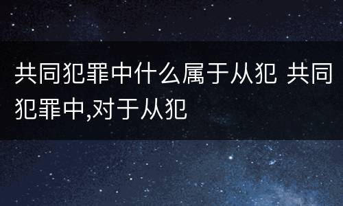 共同犯罪中什么属于从犯 共同犯罪中,对于从犯