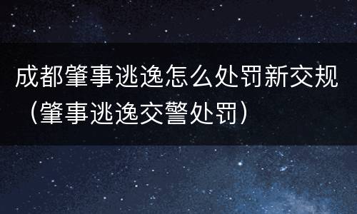 成都肇事逃逸怎么处罚新交规（肇事逃逸交警处罚）