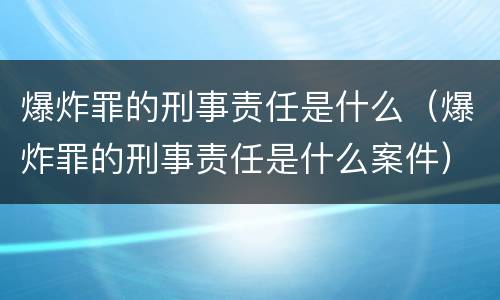 爆炸罪的刑事责任是什么（爆炸罪的刑事责任是什么案件）