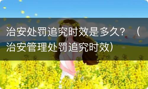 治安处罚追究时效是多久？（治安管理处罚追究时效）