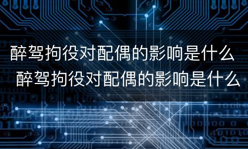 醉驾拘役对配偶的影响是什么 醉驾拘役对配偶的影响是什么意思