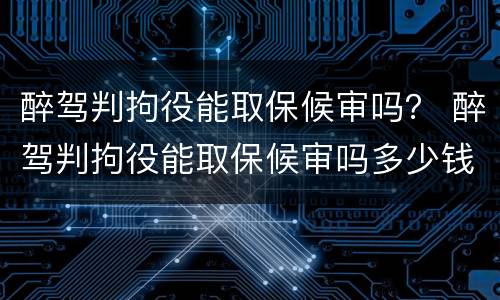 醉驾判拘役能取保候审吗？ 醉驾判拘役能取保候审吗多少钱