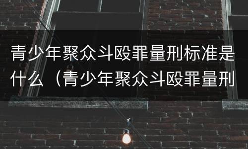 青少年聚众斗殴罪量刑标准是什么（青少年聚众斗殴罪量刑标准是什么样的）