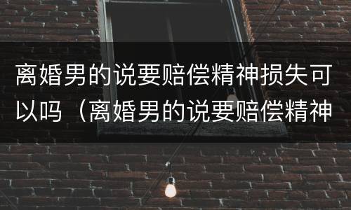 离婚男的说要赔偿精神损失可以吗（离婚男的说要赔偿精神损失可以吗是真的吗）