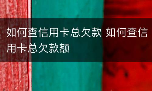如何查信用卡总欠款 如何查信用卡总欠款额