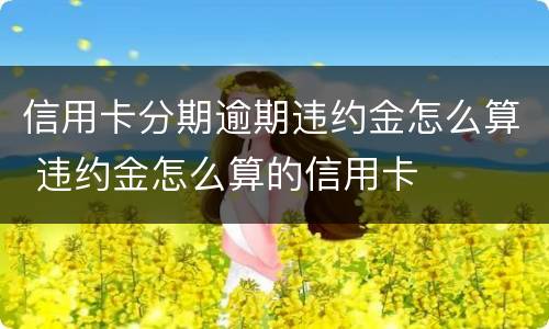 信用卡分期逾期违约金怎么算 违约金怎么算的信用卡