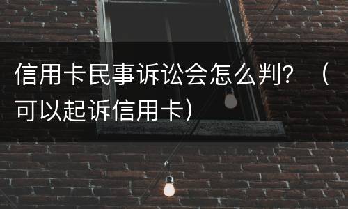 信用卡民事诉讼会怎么判？（可以起诉信用卡）