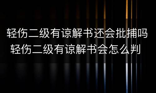 轻伤二级有谅解书还会批捕吗 轻伤二级有谅解书会怎么判