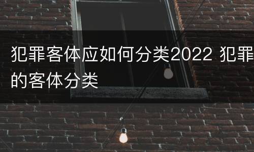 犯罪客体应如何分类2022 犯罪的客体分类