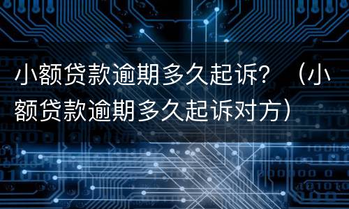 小额贷款逾期多久起诉？（小额贷款逾期多久起诉对方）