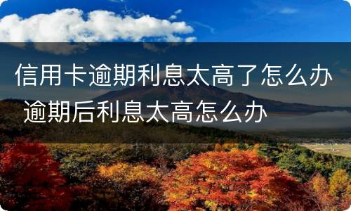 信用卡逾期利息太高了怎么办 逾期后利息太高怎么办