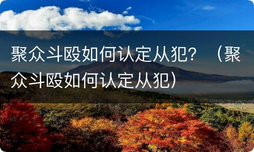 聚众斗殴如何认定从犯？（聚众斗殴如何认定从犯）