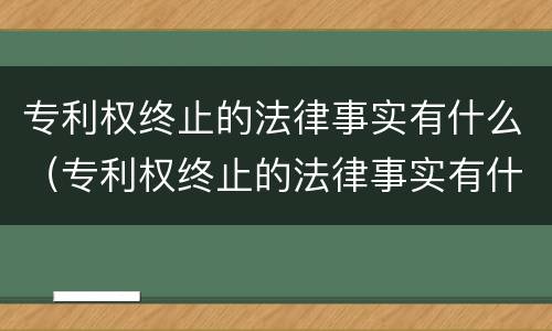 专利权终止的法律事实有什么（专利权终止的法律事实有什么规定）
