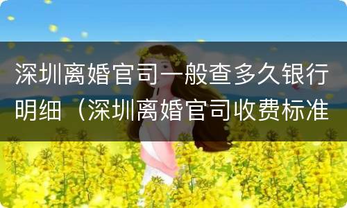 深圳离婚官司一般查多久银行明细（深圳离婚官司收费标准）