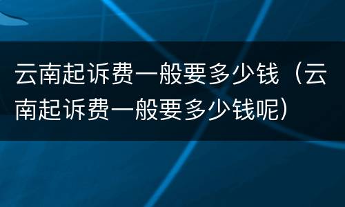 云南起诉费一般要多少钱（云南起诉费一般要多少钱呢）