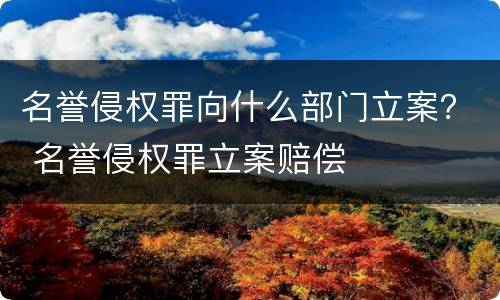 名誉侵权罪向什么部门立案？ 名誉侵权罪立案赔偿
