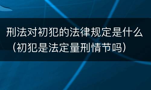 刑法对初犯的法律规定是什么（初犯是法定量刑情节吗）
