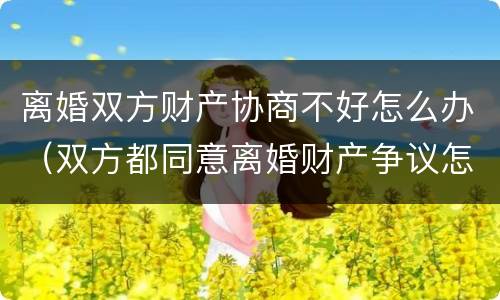 离婚双方财产协商不好怎么办（双方都同意离婚财产争议怎么解决）