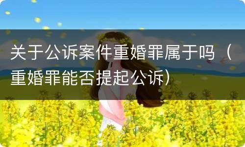 关于公诉案件重婚罪属于吗（重婚罪能否提起公诉）