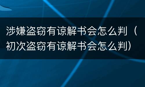 涉嫌盗窃有谅解书会怎么判（初次盗窃有谅解书会怎么判）