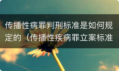 传播性病罪判刑标准是如何规定的（传播性疾病罪立案标准）