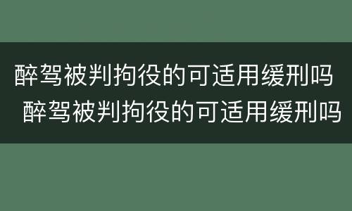 醉驾被判拘役的可适用缓刑吗 醉驾被判拘役的可适用缓刑吗
