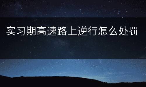 实习期高速路上逆行怎么处罚