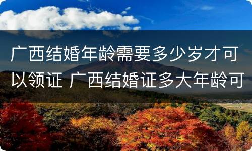 广西结婚年龄需要多少岁才可以领证 广西结婚证多大年龄可以领