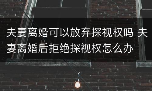 夫妻离婚可以放弃探视权吗 夫妻离婚后拒绝探视权怎么办