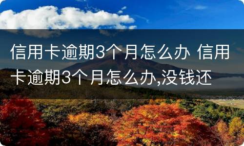 信用卡逾期3个月怎么办 信用卡逾期3个月怎么办,没钱还