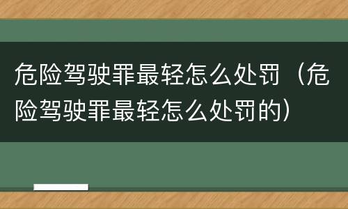 危险驾驶罪最轻怎么处罚（危险驾驶罪最轻怎么处罚的）