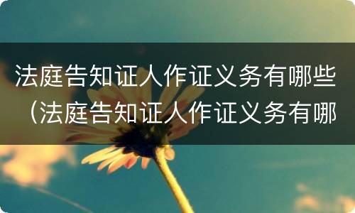 法庭告知证人作证义务有哪些（法庭告知证人作证义务有哪些要求）